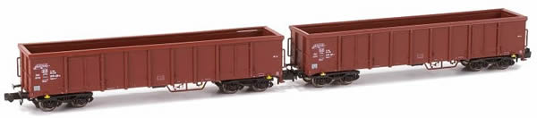 Kato HobbyTrain Lemke H23403 - German 2pc Set Open Goods Wagon Eanos X-052 of the DB